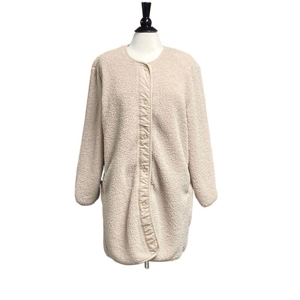 Every Beige Teddy Sherpa Long Lined Jacket Size Medium